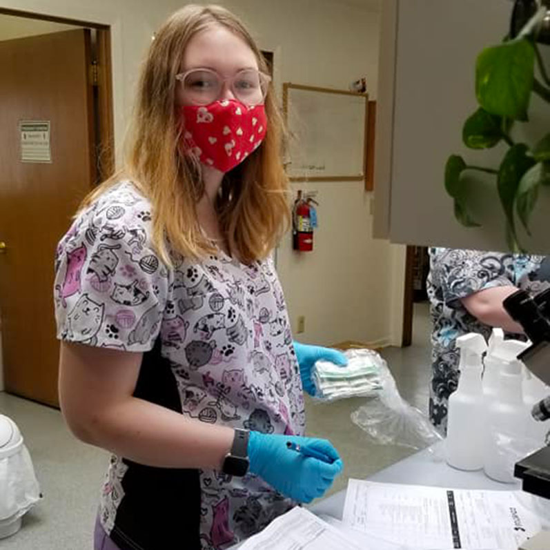 Chalet Veterinary Clinic makes custom COVID masks