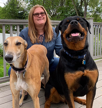 Regional Manager, Christine, with her dogs, Jasmine and Reese